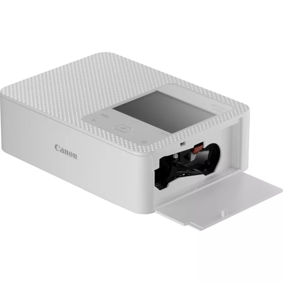Canon SELPHY CP1500 Mini fotoskrivare (utskrift upp till vykortsstorlek 10 x 15 cm, USB-C, WLAN, trådlös, termisk sublimering, SELPHY App, färgstabil 100 år) vit [utan färgband/papper, utan batteri],