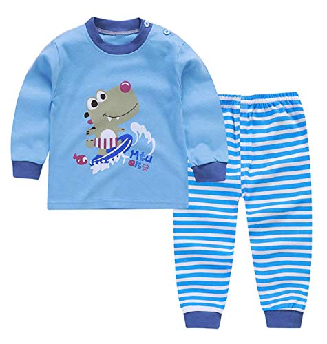 Pyjamas för pojkar, 3-delat set med dinosaurie, robot, lejon, traktor, tryckt barnpyjamas, långärmad topp, bomull, sovkläder, skjortor och byxor, underdelar, nattkläder, outfit för barn