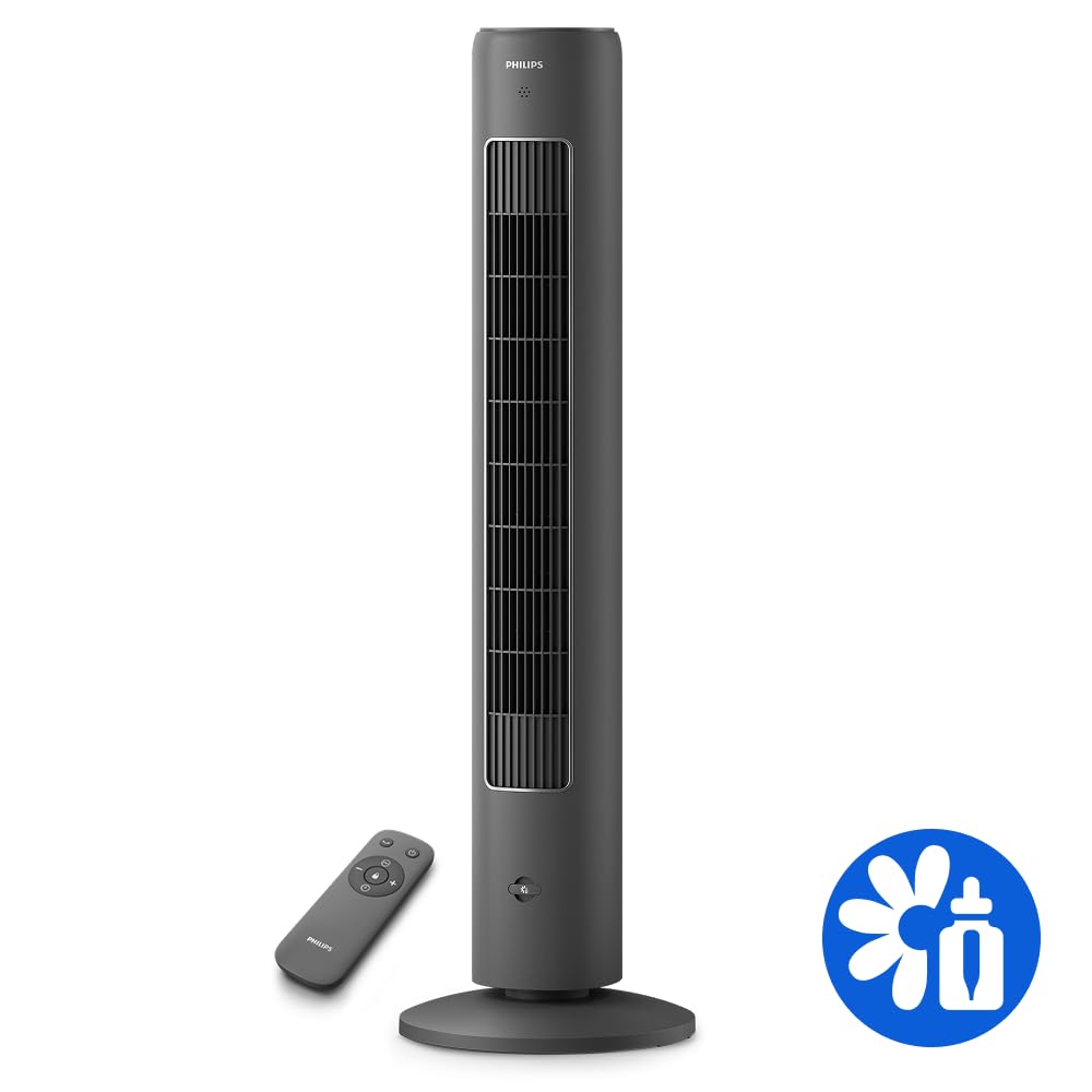 Philips tornfläkt 5000 Series oscillerande torn 105 cm, fjärrkontroll, timer, 3 hastigheter, 3 lägen, 40 W, kraftfullt men tyst luftflöde, lämplig för aromaterapi, mörkgrå (CX5535/11)
