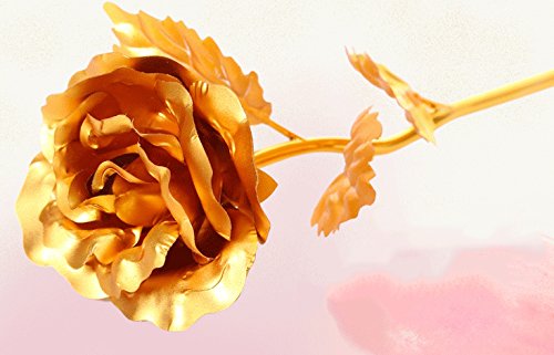 Binnan Alla hjärtans dag gåvor romantisk lång stam 24k guldfolie trim lång stam guld ros blomma med presentask, bukett med blomma till alla hjärtans dag, mors dag, bröllop heminredning