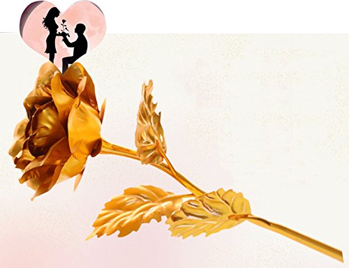 Binnan Alla hjärtans dag gåvor romantisk lång stam 24k guldfolie trim lång stam guld ros blomma med presentask, bukett med blomma till alla hjärtans dag, mors dag, bröllop heminredning