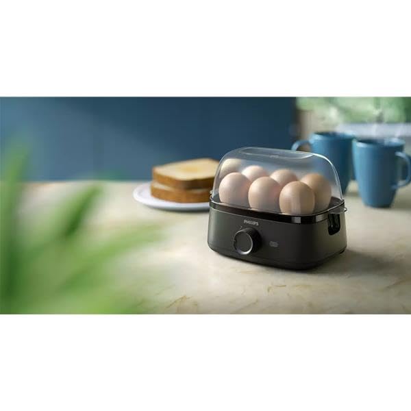 Philips Äggkokare 3000 Series, familjestorlek för upp till 6 ägg (mjuka, medium, hårda, pocherade), enkel att rengöra, bricka för pocherade ägg och äggpikare, 400 W effekt, kompakt design (HD9137/90)