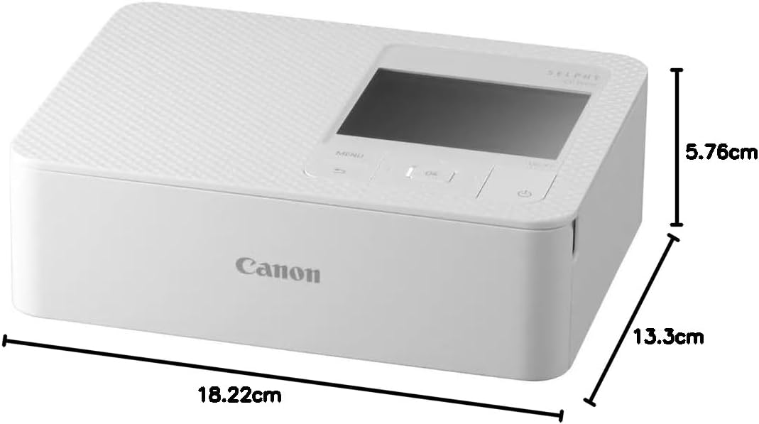 Canon SELPHY CP1500 Mini fotoskrivare (utskrift upp till vykortsstorlek 10 x 15 cm, USB-C, WLAN, trådlös, termisk sublimering, SELPHY App, färgstabil 100 år) vit [utan färgband/papper, utan batteri],