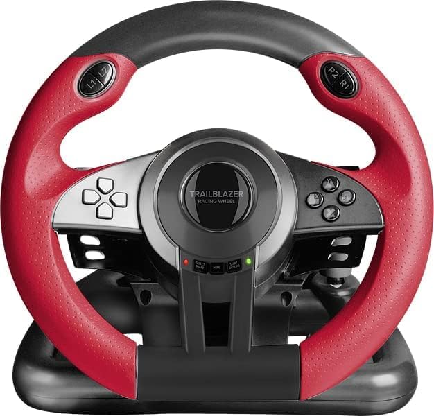 Speedlink TRAILBLAZER Racing Wheel – ratt för PS3/PS4, Xbox Series X/S/One, Nintendo Switch och PC, växlingspaddlar och växelspak, justerbara pedaler, svart-röd
