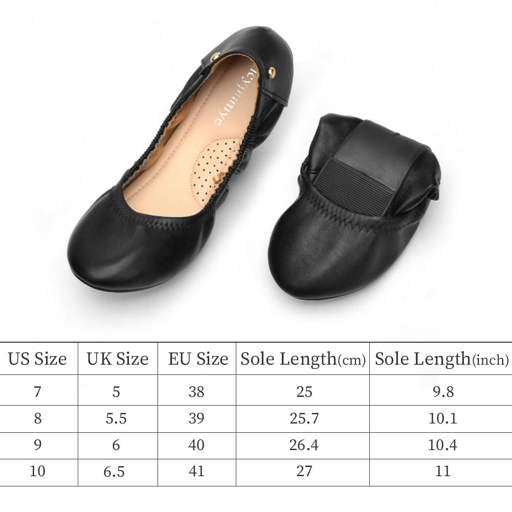 OFFCUP Ballerina för kvinnor, läderballerinor, dam, svarta ballerinor, mjuk, bekväm, enkel, mångsidig, lätt, dämpande och halkfri