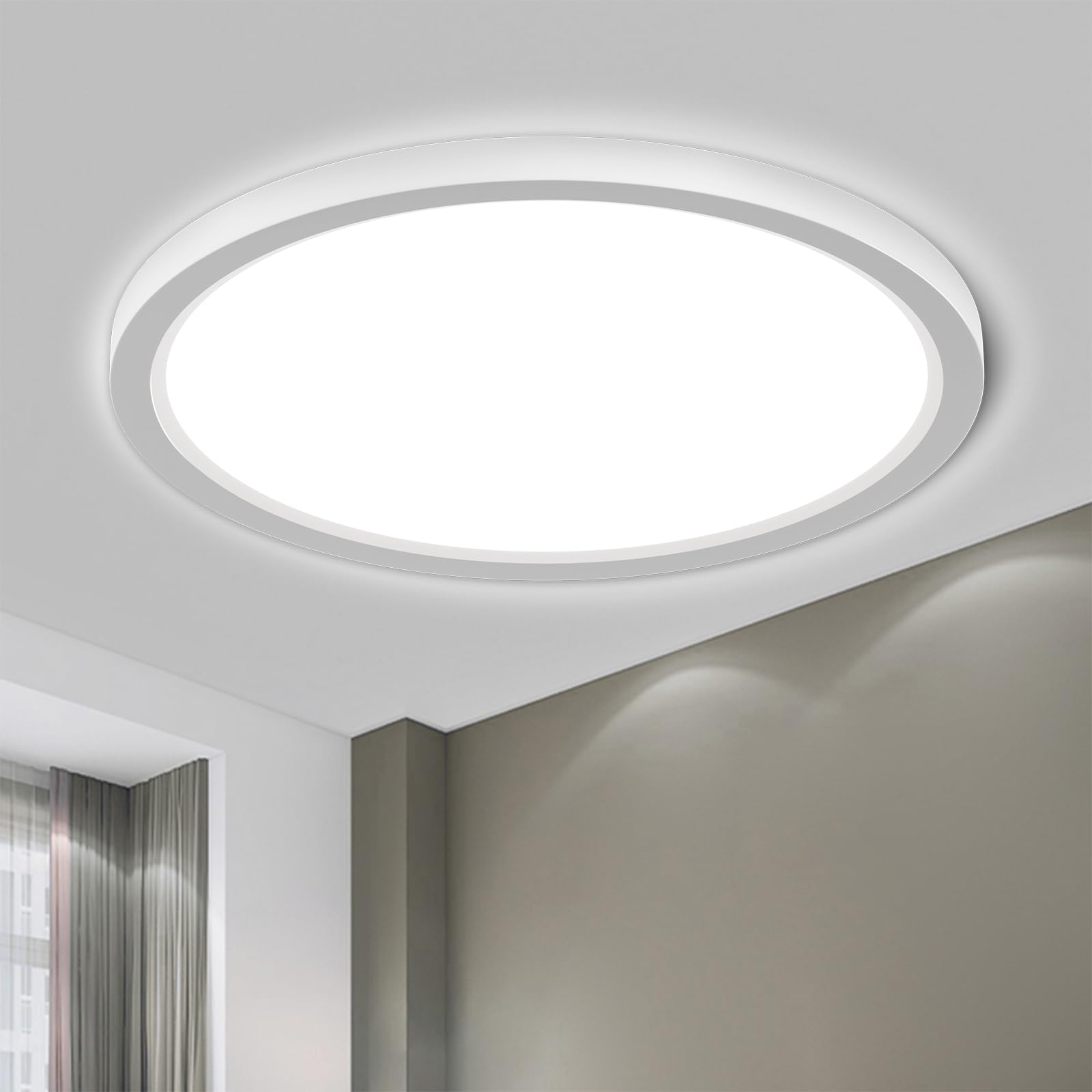 LQWELL® Taklampa LED Taklampa, IP44 Vattentät Badrumslampa Rund Platt 18W 6000K 1980LM Tunn För Vardagsrum Badrum Sovrum Kök Källare Kontor, 220 * 24mm