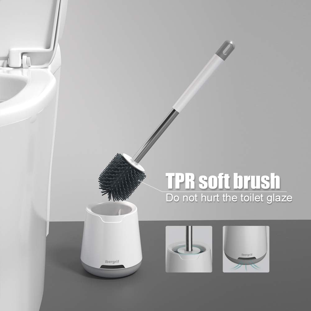 Ibergrif M34152 - Brushes and Board of Toilet (Brush and Support for WC, Silicone), White