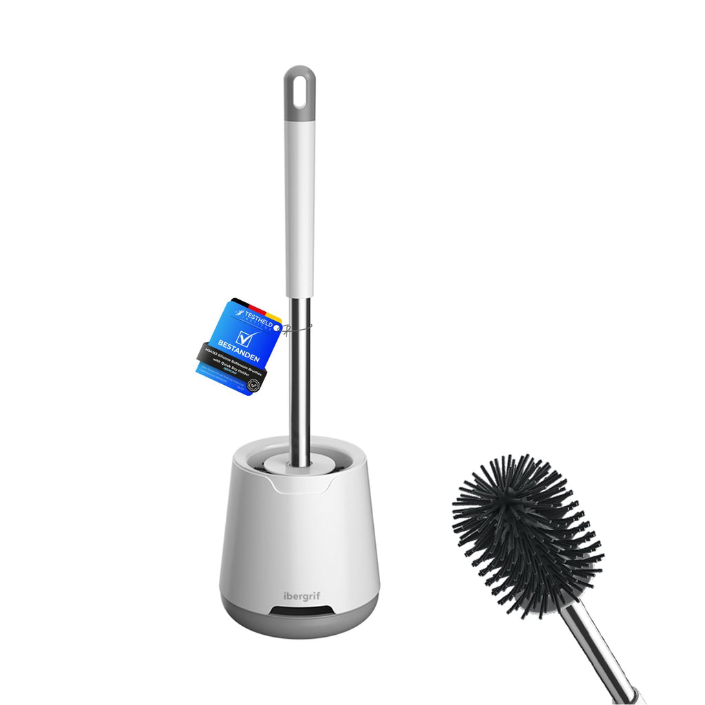 Ibergrif M34152 - Brushes and Board of Toilet (Brush and Support for WC, Silicone), White