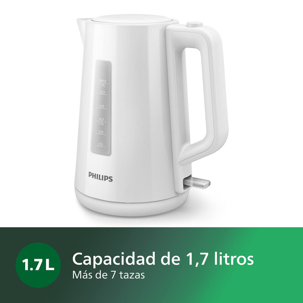 Philips Vattenkokare - 1.7L Kapacitet med Fjädrat Lock och Indikatorlampa, Piruettbas, Vit (HD9318/00)