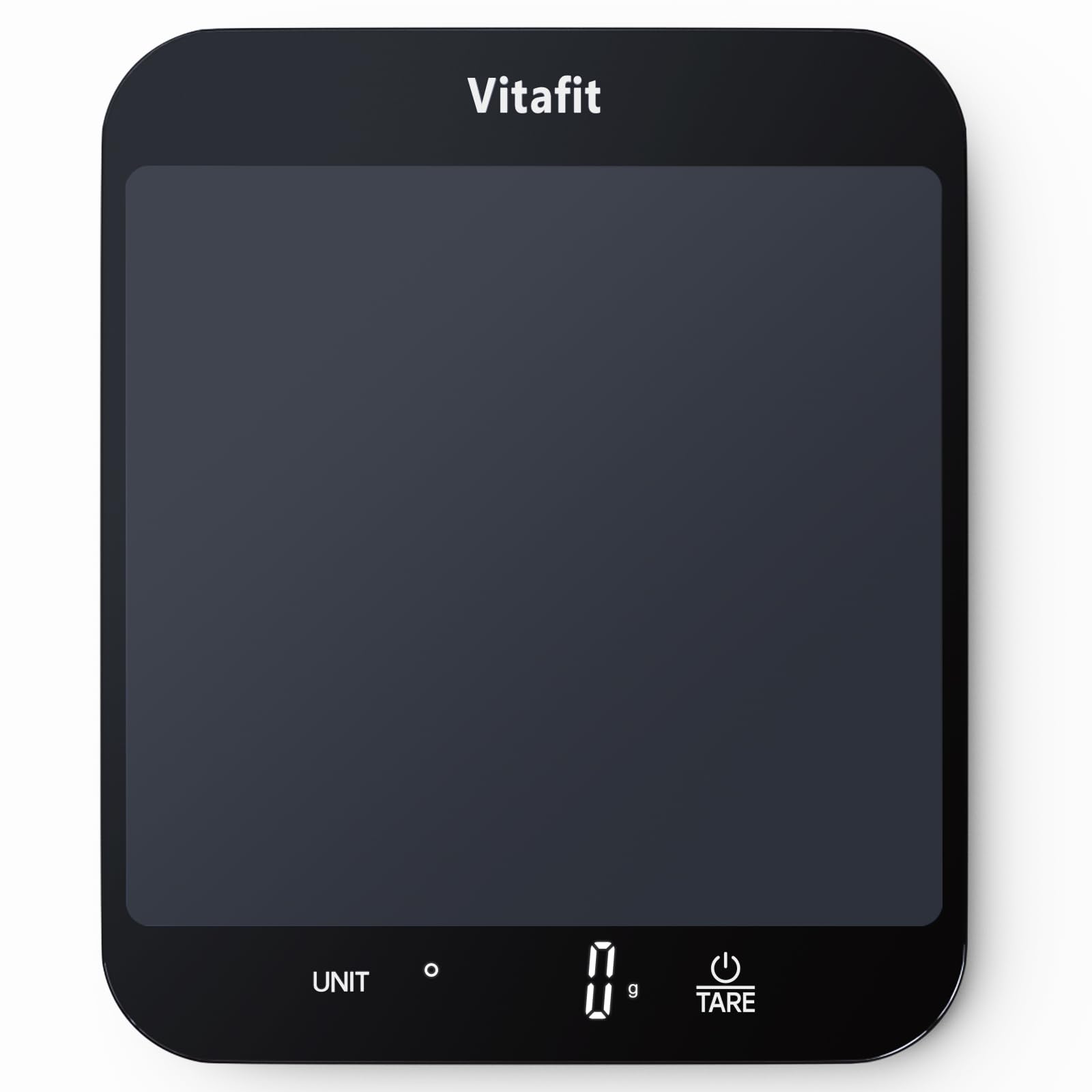 Vitafit 15kg digital köksvåg, Hög Noggrannhet 1g av Vår Professionella Fabrik Sedan 2001, Matvåg för Matlagning och Bakning, Stor Plattform 215x180mm, 3*AAA-Batterier, Svart
