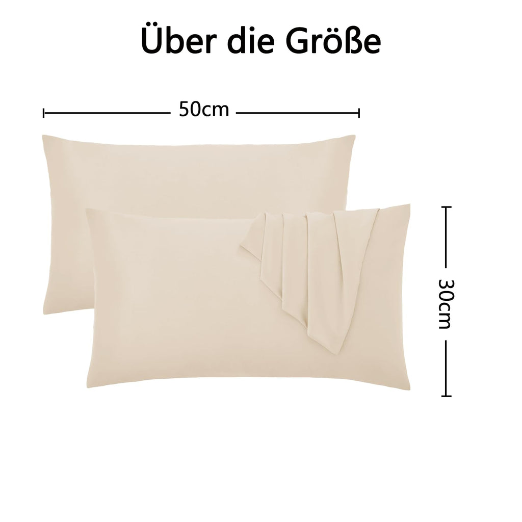 Vielit Örngott, set med 2 st., 30 x 50 cm, mjukt, överdrag för dekorationskudde, för kuddar på 30 x 50 cm, mikrofiber, ekologiskt certifierat, slitstarkt, allergivänligt, beige