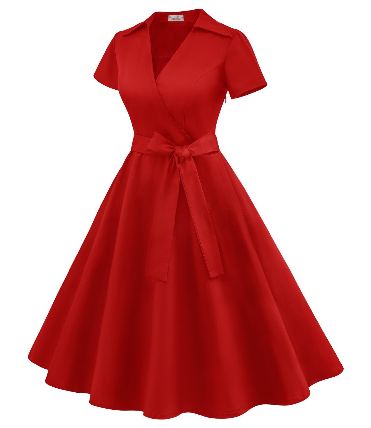 klänning 50-talet Audrey Hepburn Rockabilly Swing, veckad kortärmad klänning