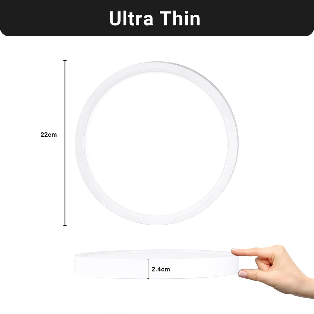 LQWELL® Taklampa LED Taklampa, IP44 Vattentät Badrumslampa Rund Platt 18W 6000K 1980LM Tunn För Vardagsrum Badrum Sovrum Kök Källare Kontor, 220 * 24mm