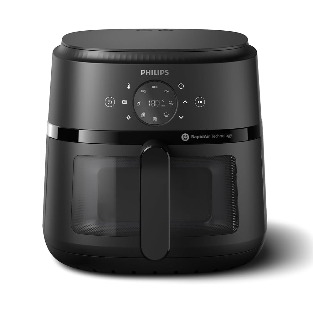 Philips Airfryer 2000 Series – Klassisk 6,2 L Airfryer med fönster, RapidAir-teknologi, 13 tillagningssätt, 90% mindre fett, lätt att rengöra, pekskärm, energibesparande (NA230/00)