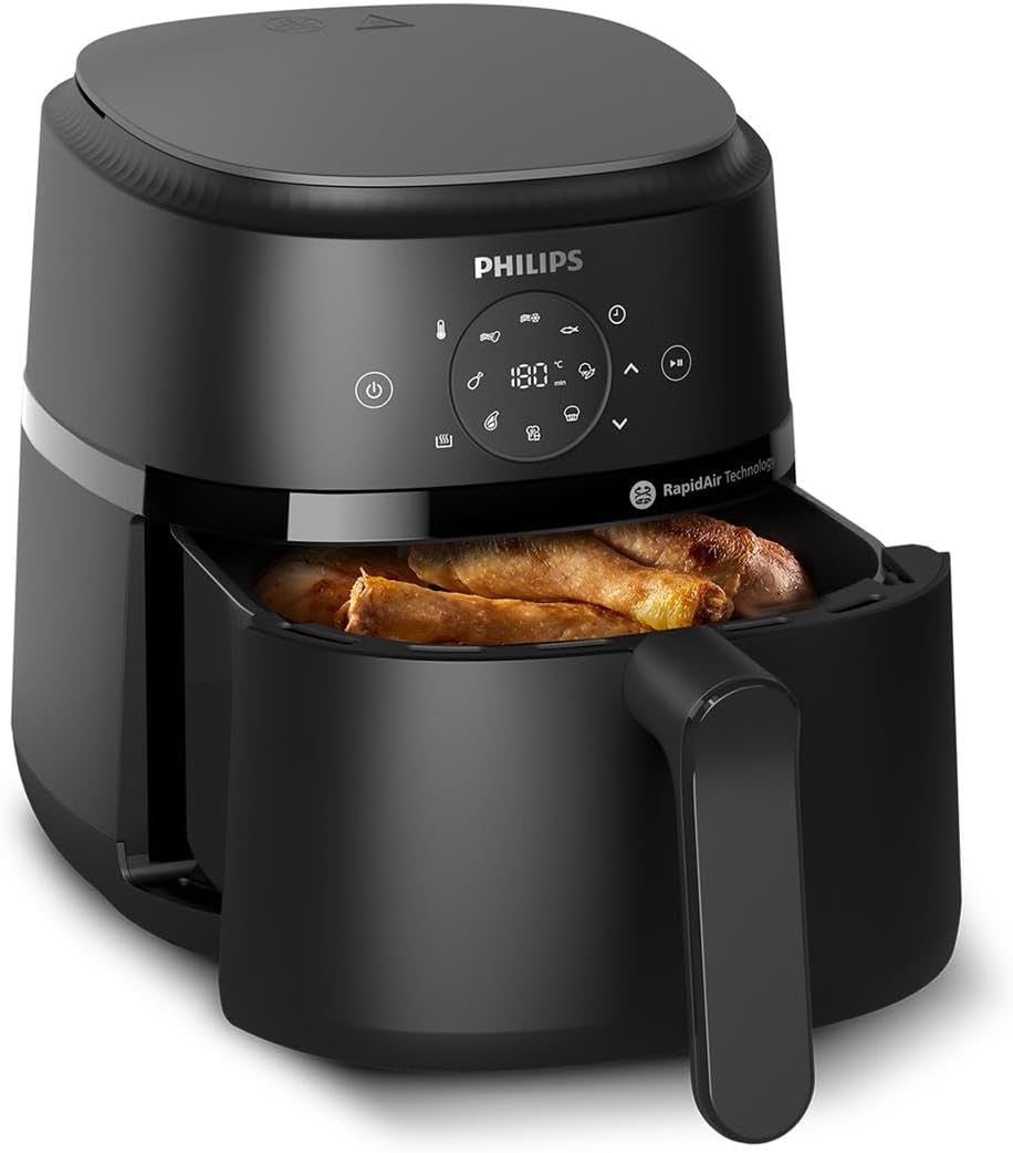 Philips Airfryer 2000 series 4,2 liter - 1500 W effekt, RapidAir-teknik, Digital pekskärm, 13 tillagningsalternativ, 9 förinställda funktioner, Upp till 90% mindre fett, Svart (NA229/00)