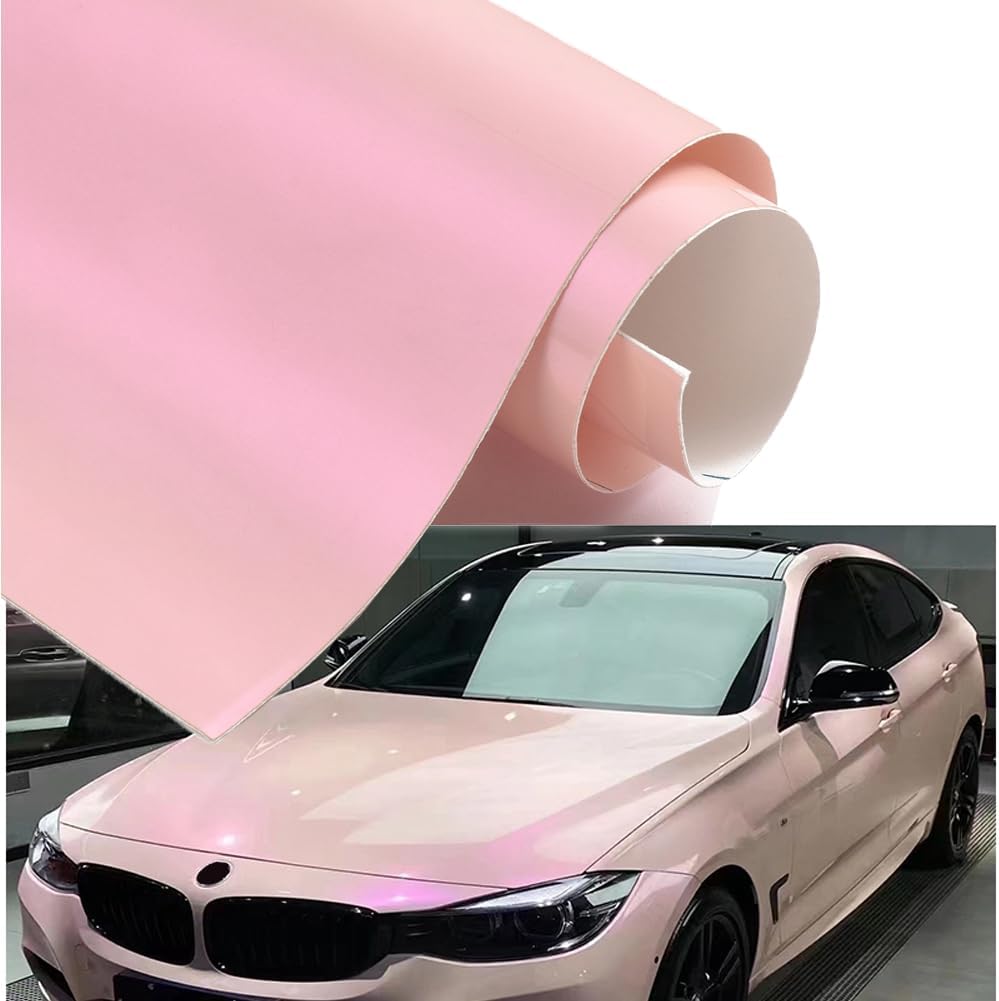Blueshyhall Bil Wrapping Film Ljusrosa - Vattentät Självhäftande Lackskyddsfolie, Vinyl Film för Tuning och Foliering Med Glitter (50 x 152 cm)