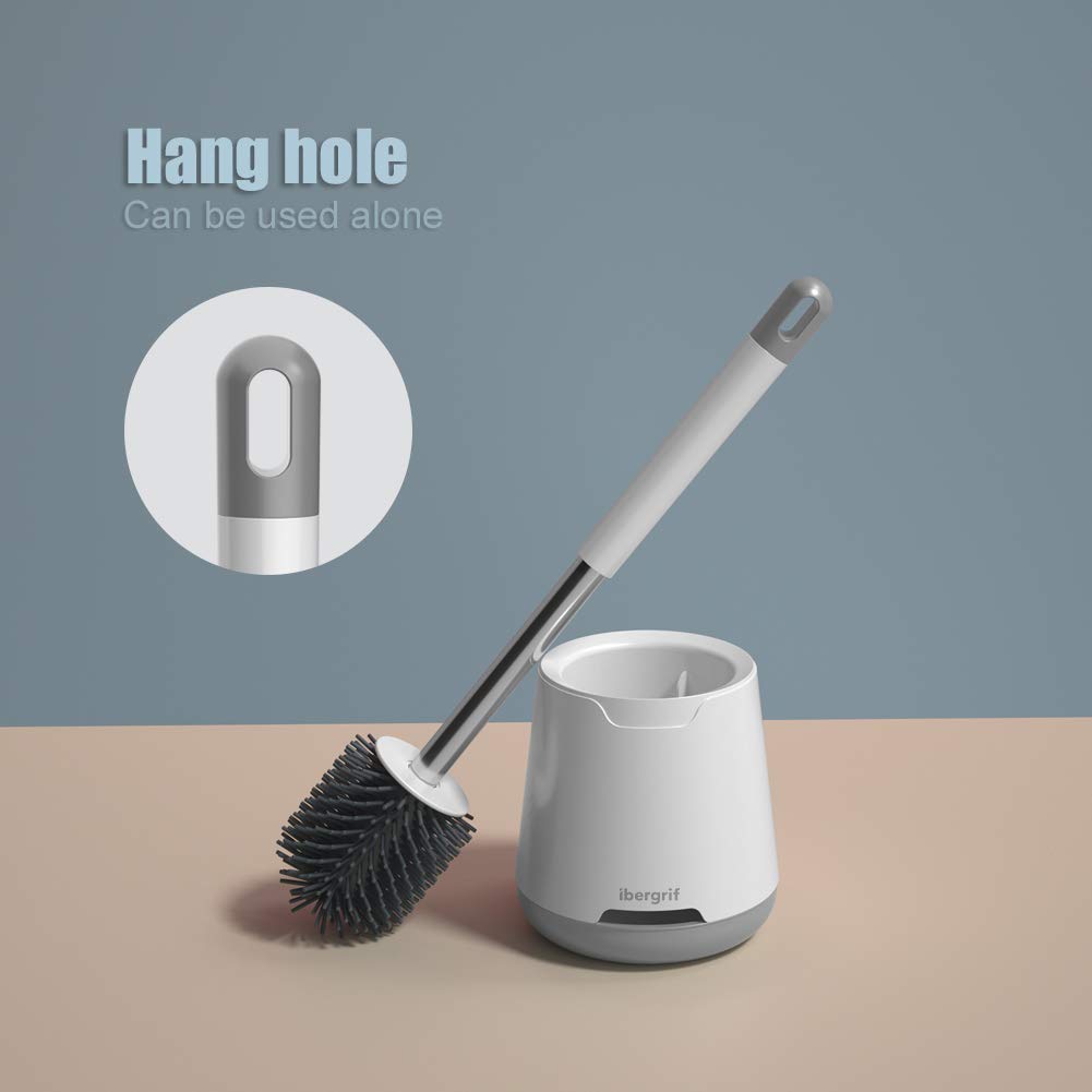 Ibergrif M34152 - Brushes and Board of Toilet (Brush and Support for WC, Silicone), White