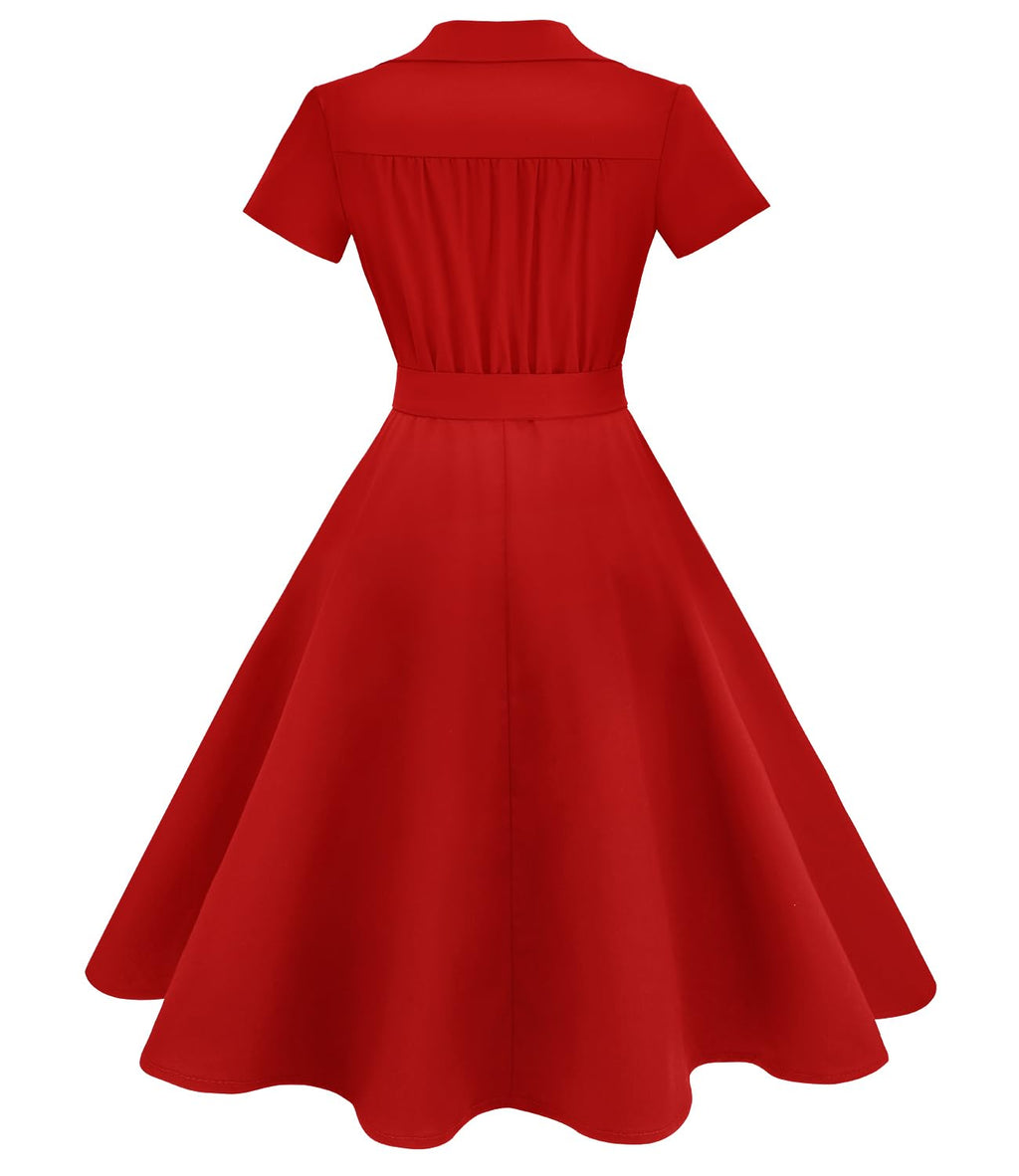 klänning 50-talet Audrey Hepburn Rockabilly Swing, veckad kortärmad klänning
