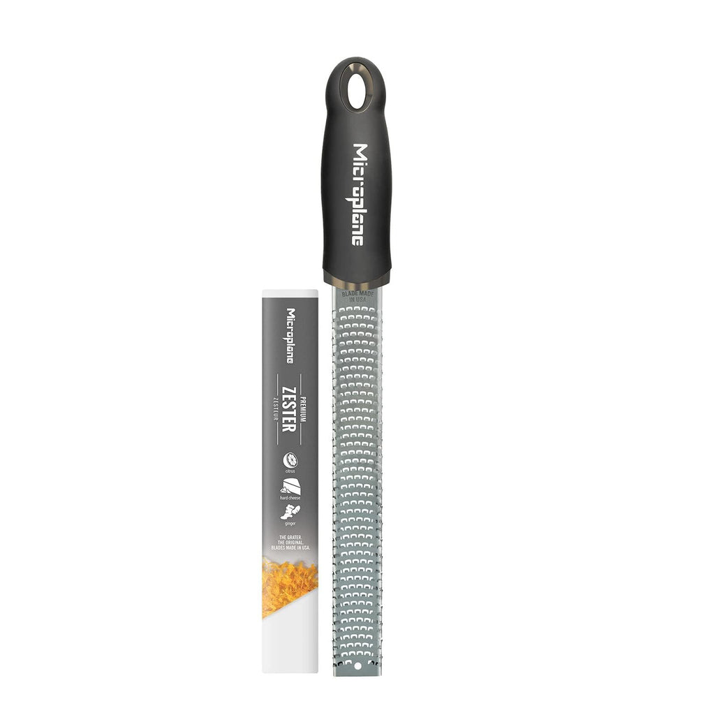 Microplane Zester Rivjärn i Black för Citrusfrukter, Parmesan, Ingefära, Choklad och Muskotnöt med fint blad av rostfritt stål – Tillverkad i USA
