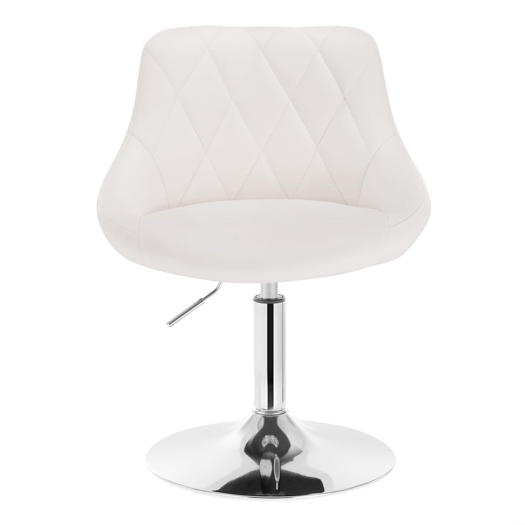 WOLTU Justerbar sittpall stol arbetspall kontorspall sminkpall med ryggstöd av konstläder och metall justerbar höjd roterbar, sits 42–58 cm hög, vit, BH241ws-1