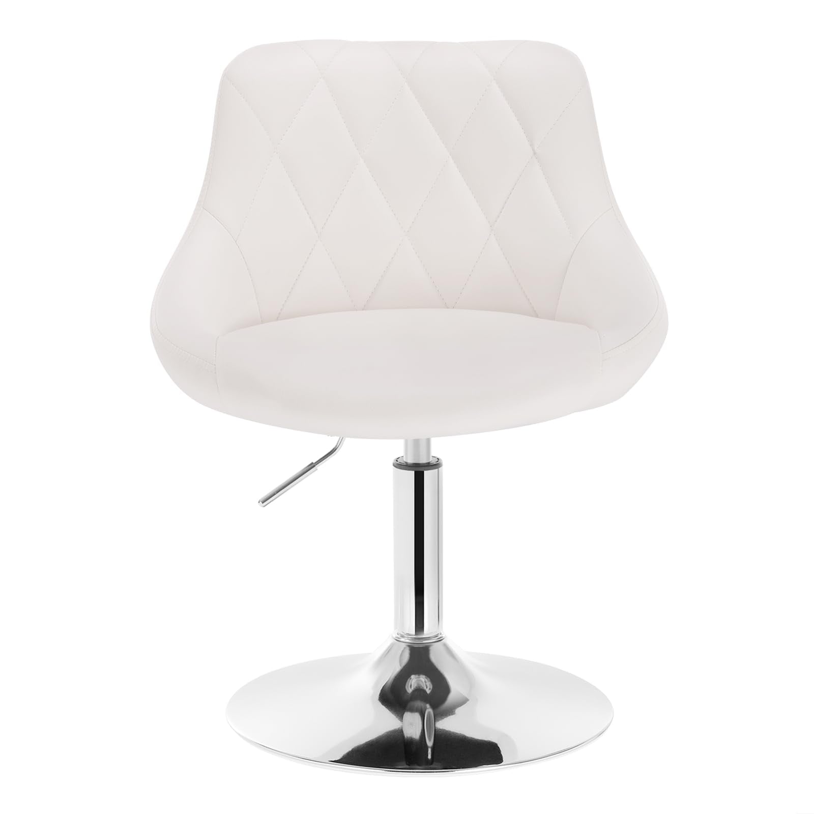 WOLTU Justerbar sittpall stol arbetspall kontorspall sminkpall med ryggstöd av konstläder och metall justerbar höjd roterbar, sits 42–58 cm hög, vit, BH241ws-1