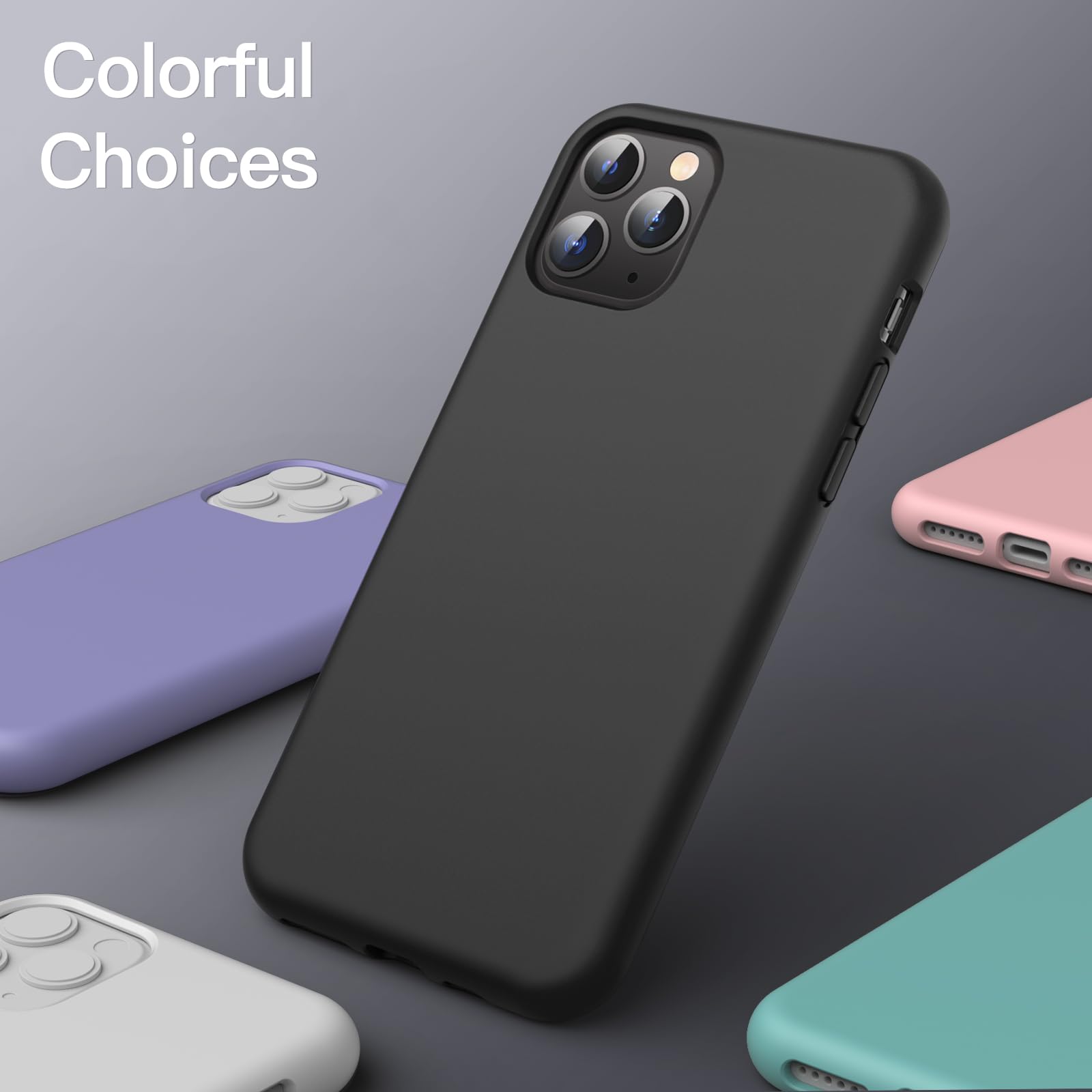JETech Silikonskal för iPhone 11 Pro 5,8 Tums, Silky Soft Touch Skal med Hela Kroppen, Stötsäker Case med Mikrofiberfoder (Svart)