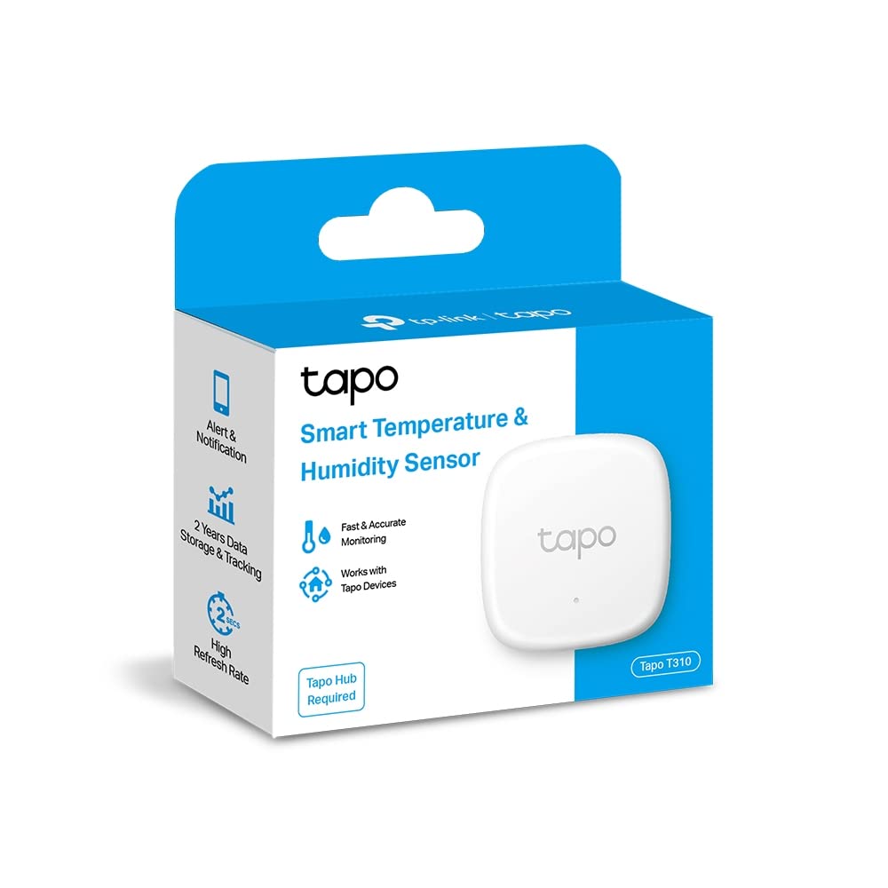 Tapo T310 Smart temperatur- och luftfuktighetsmätare, gratis datalagring, visuell grafik, flexibel installation, appaviseringar, hubb H100/200/500 krävs