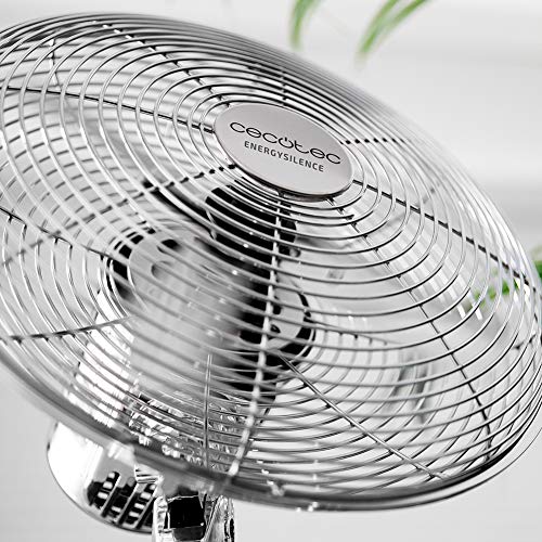 Cecotec Bordsfläkt EnergySilence 620 RetroDesk. 40 W, kromfinish, diameter 30,5 cm med 4 vingar, 3 hastigheter, svängning, höjdjusterbar, maximal säkerhet