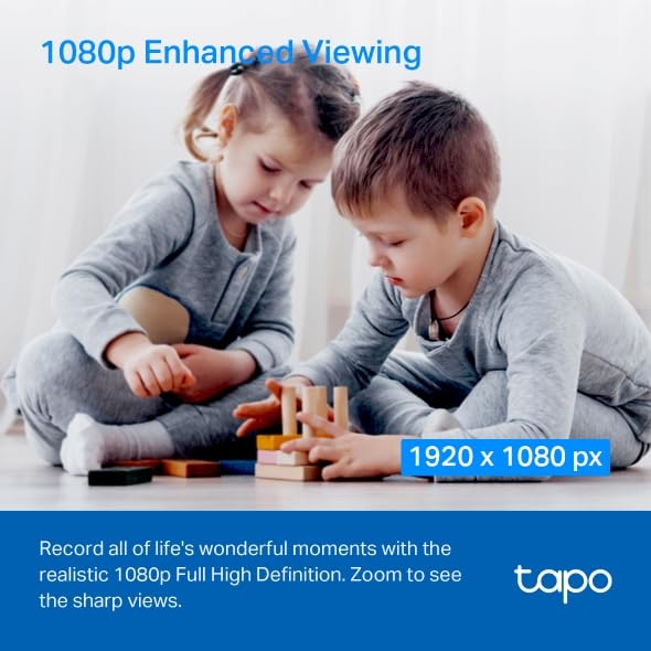 Tapo C200C - WiFi IP-kamera 360° FHD 1080p Övervakningskamera, mörkerseende, realtidsaviseringar, stöd för SD-kort, rörelsedetektering, fjärrkontroll, kompatibel med Alexa