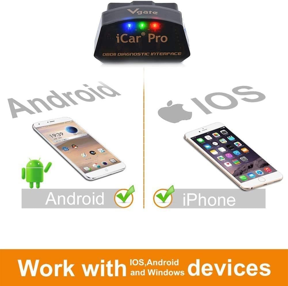 Vgate iCar Pro BLE 4.0 OBD2 diagnosverktyg Felkodsläsare OBDII-kompatibel biladapter Kontrollera motorlampa för iOS, Android och Windows