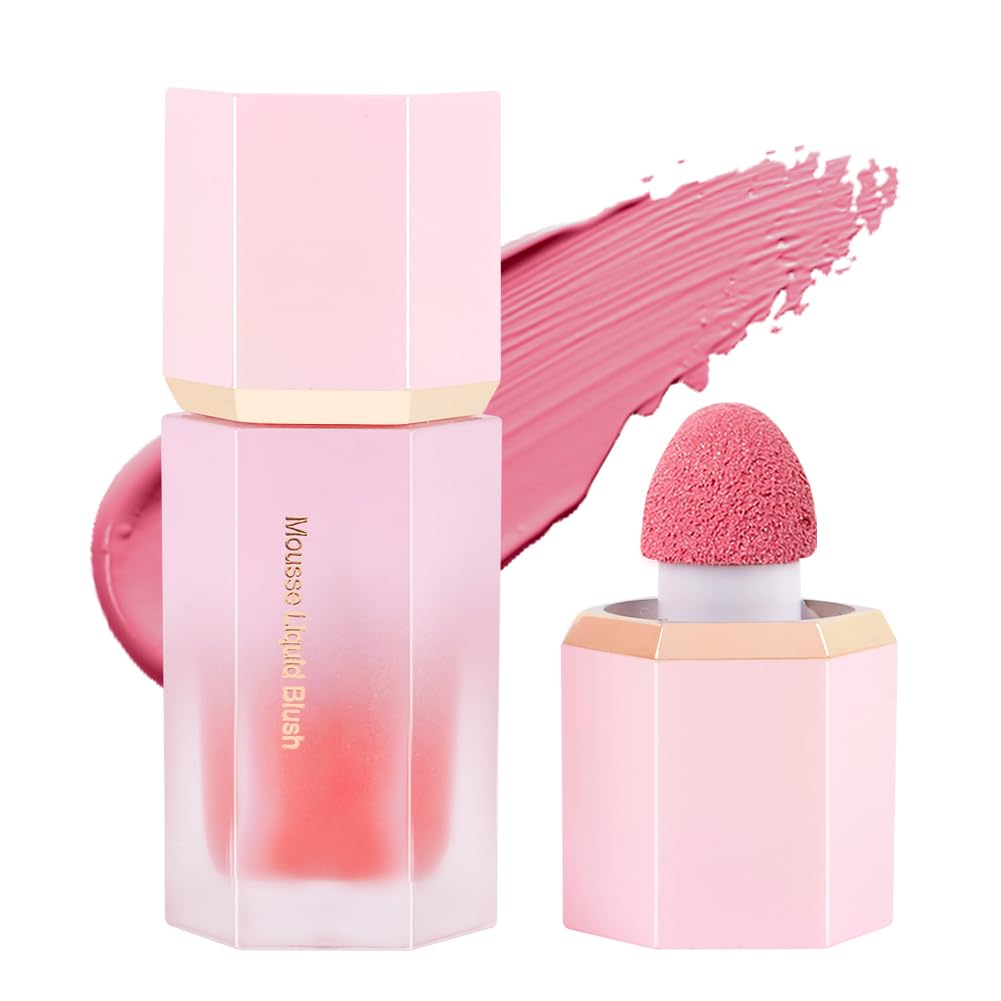 LOPHE flytande rouge för kinder, mjuk flytande rougesticka med fint glitter, naturligt utseende ansikte kindton rouge makeup, långvarig blandningsbar lätt fuktgivande skönhetsmakeup för kinder