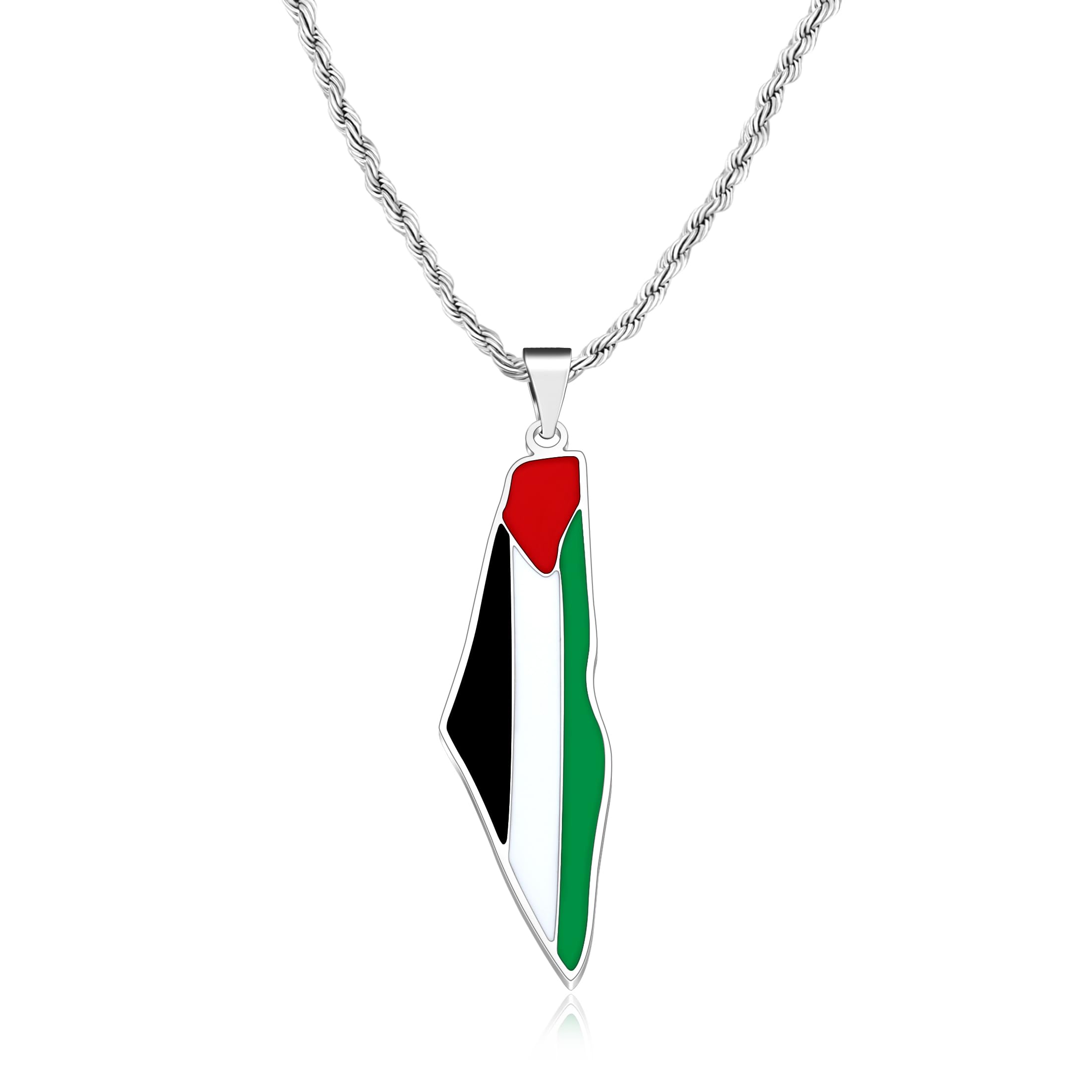 Palestina Flagghalsband, Guldpläterad Emaljhänge, Arabisk Stolthet Smycke, Rostfritt Stål Palestinskt Souvenir, Patriotiska Halsband för Män och Kvinnor Y5140