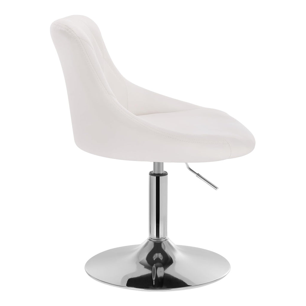 WOLTU Justerbar sittpall stol arbetspall kontorspall sminkpall med ryggstöd av konstläder och metall justerbar höjd roterbar, sits 42–58 cm hög, vit, BH241ws-1