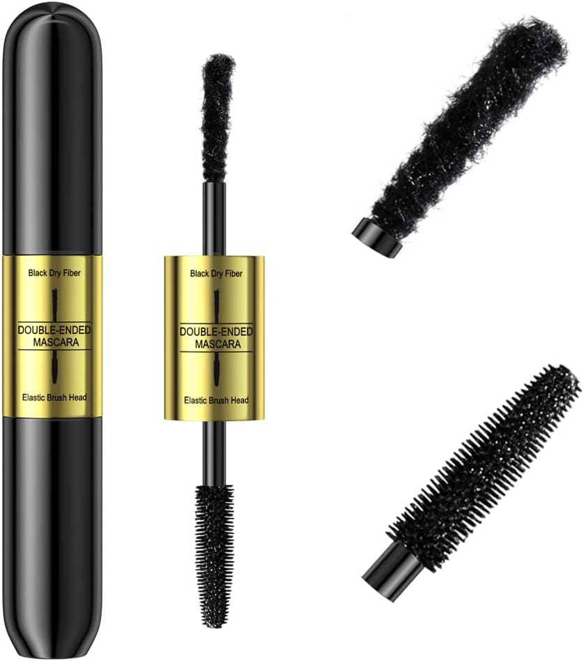 Med fiberförlängning mascara med två ändar fibermascara med falska ögonfransar effekt, build Up Fiber Deep Black