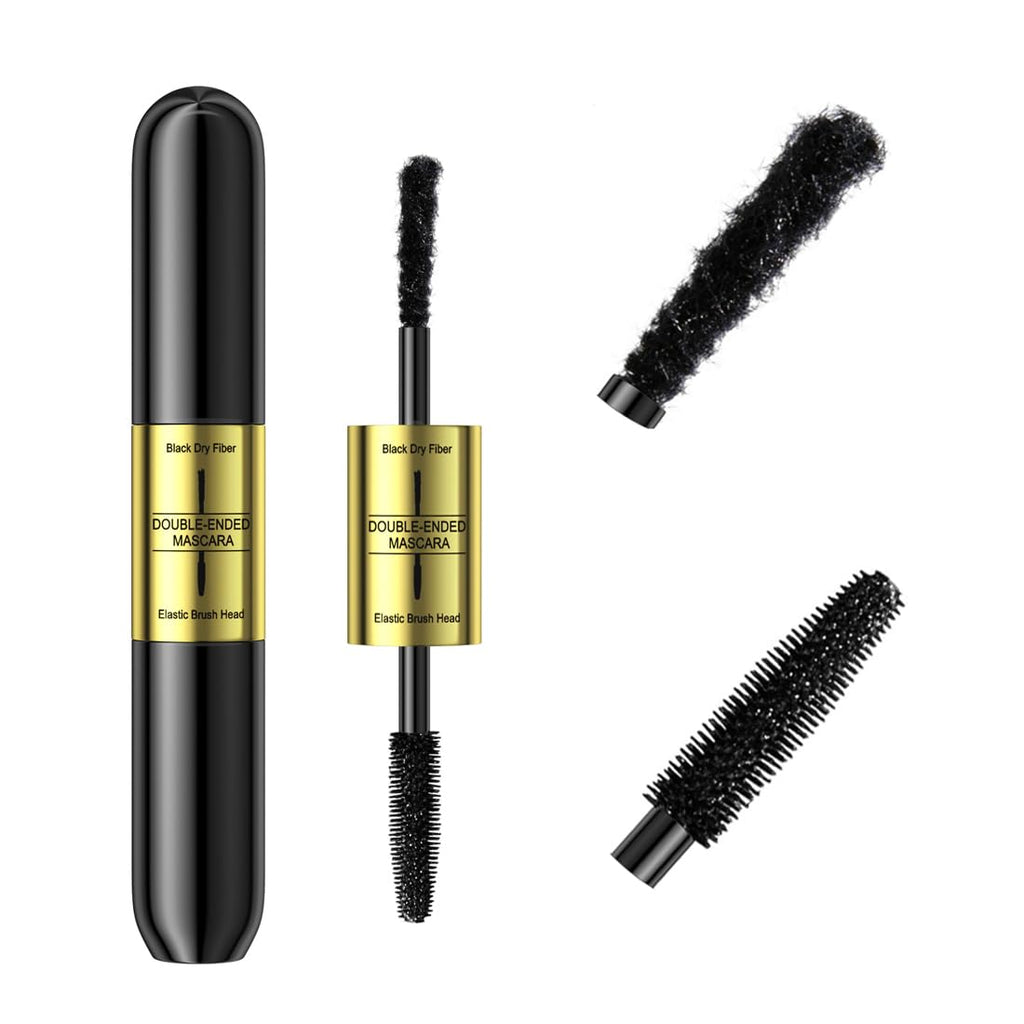 Med fiberförlängning mascara med två ändar fibermascara med falska ögonfransar effekt, build Up Fiber Deep Black