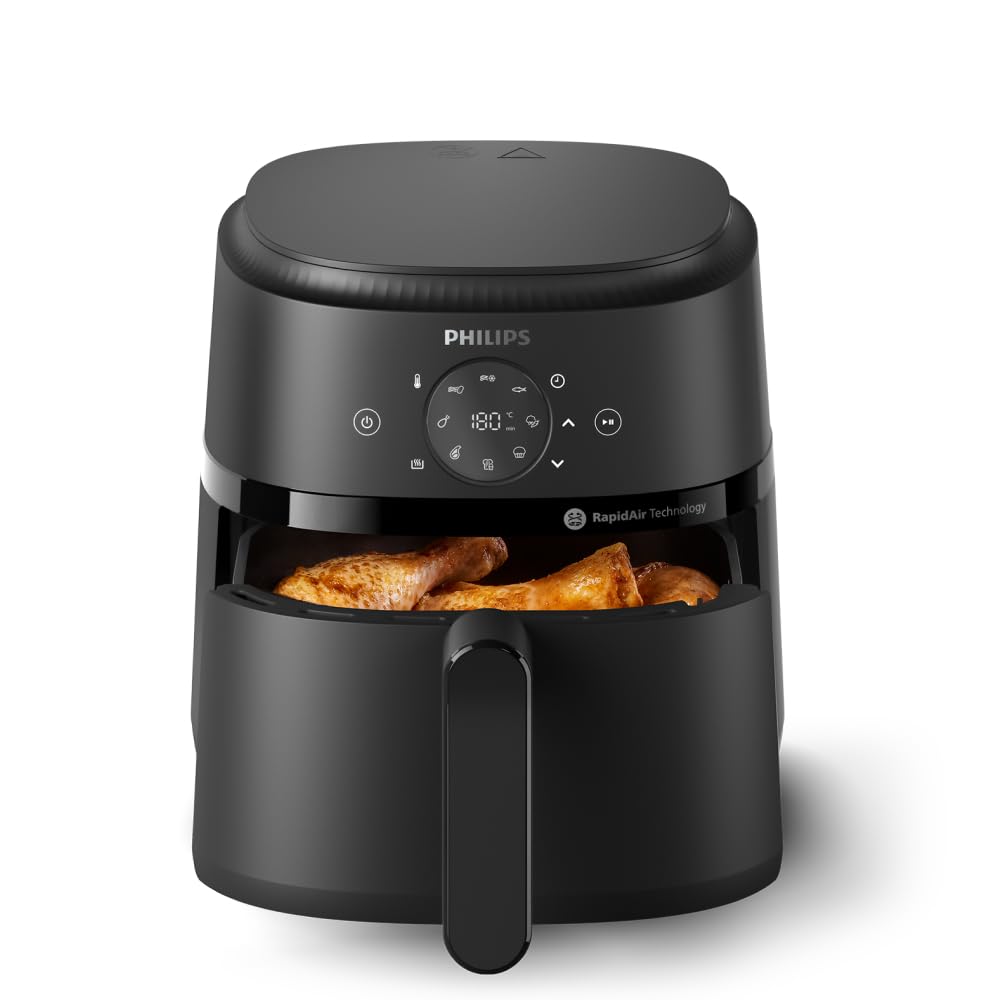 Philips Airfryer 2000 series 4,2 liter - 1500 W effekt, RapidAir-teknik, Digital pekskärm, 13 tillagningsalternativ, 9 förinställda funktioner, Upp till 90% mindre fett, Svart (NA229/00)