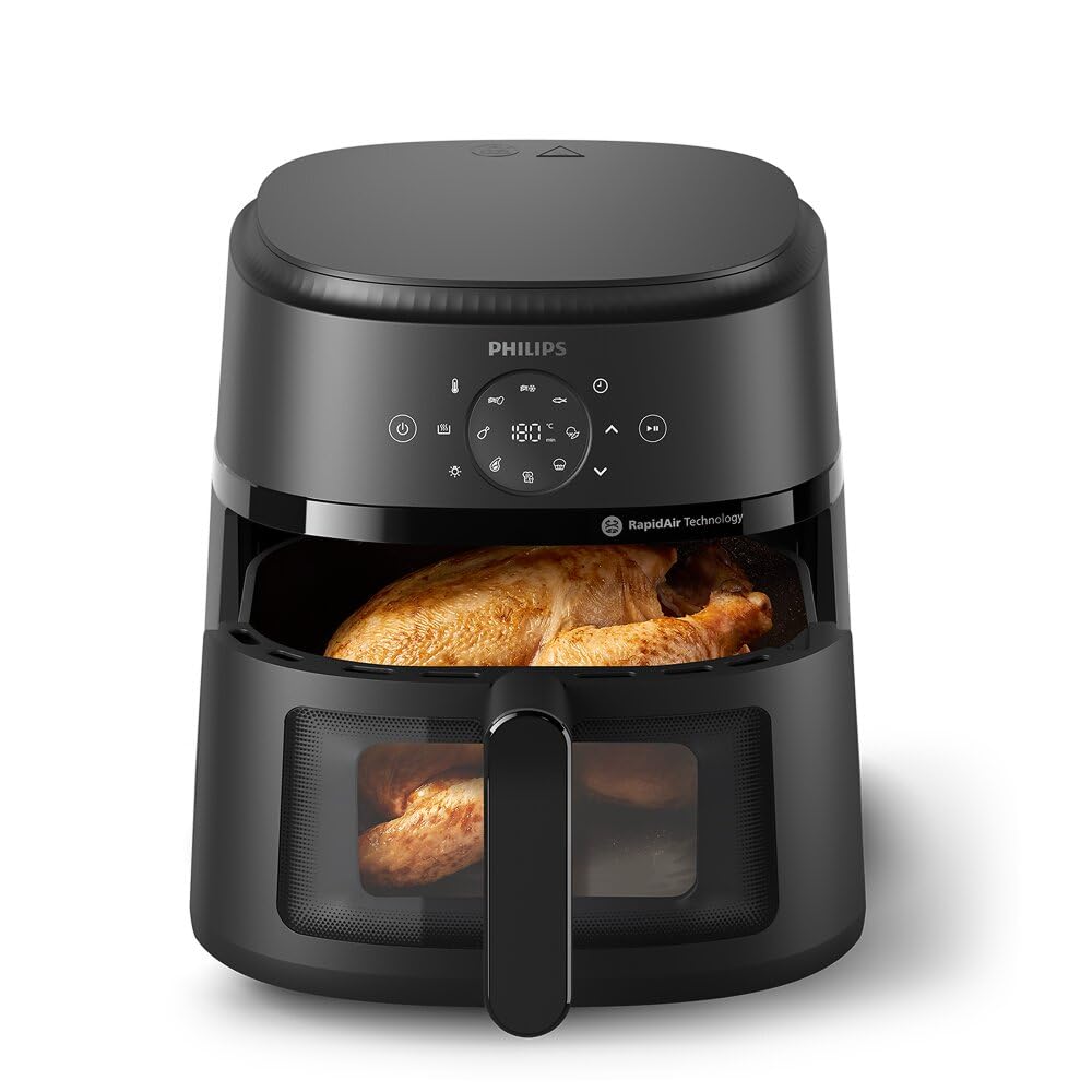 Philips Airfryer 2000 Series – Klassisk 6,2 L Airfryer med fönster, RapidAir-teknologi, 13 tillagningssätt, 90% mindre fett, lätt att rengöra, pekskärm, energibesparande (NA230/00)