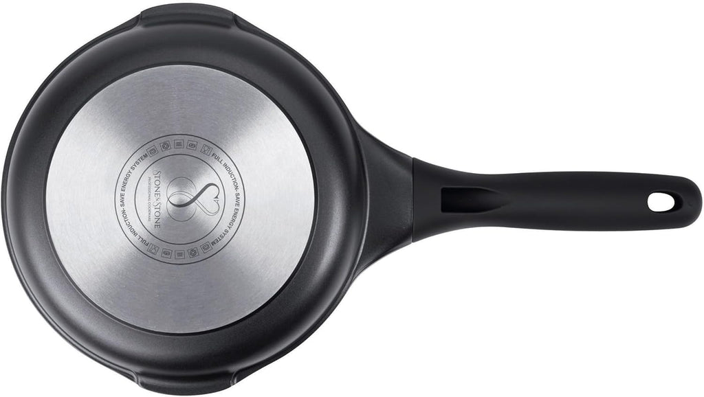 Stone&Stone Mjölkkanna 16 cm total induktion aluminium stål och sten professionell extremt nonstick utvecklad med tysk teknik sparar 50 % räkning