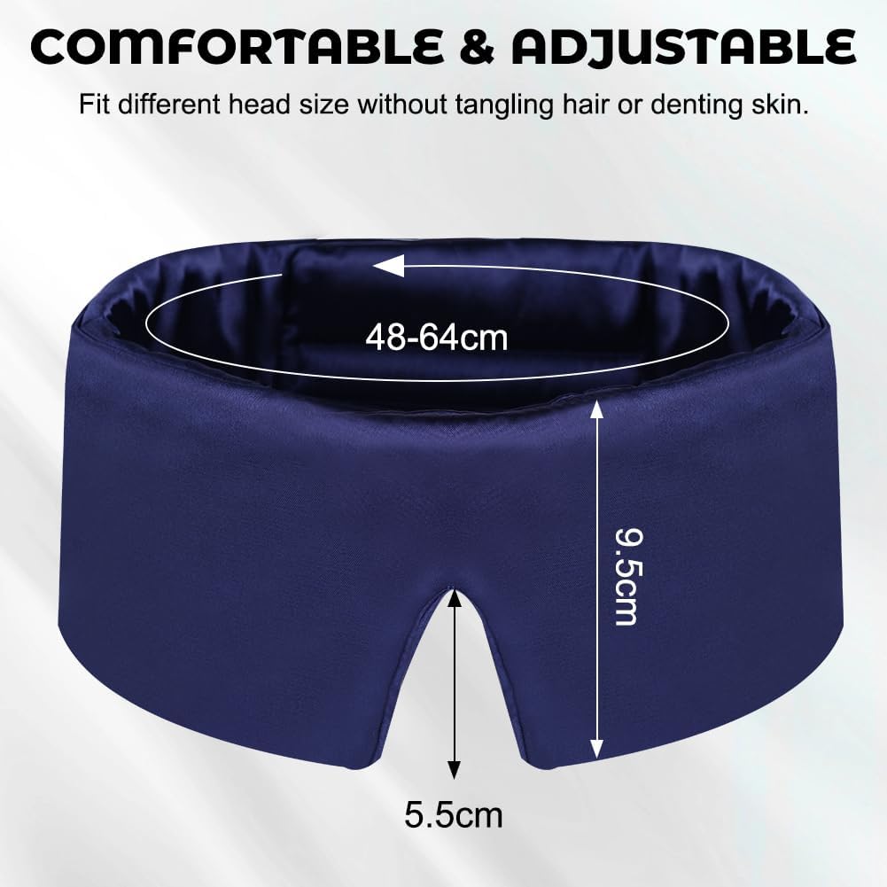 ACWOO Silk Sleep Mask, Super Soft And Comfortable Silk Eye Mask, Light-Blackout Sleep Aid Eye Mask, Blocks Light Eye Sleep Shade Cover For Men, Women, Nap, Travel, Gifts, Meditation, Shift Work