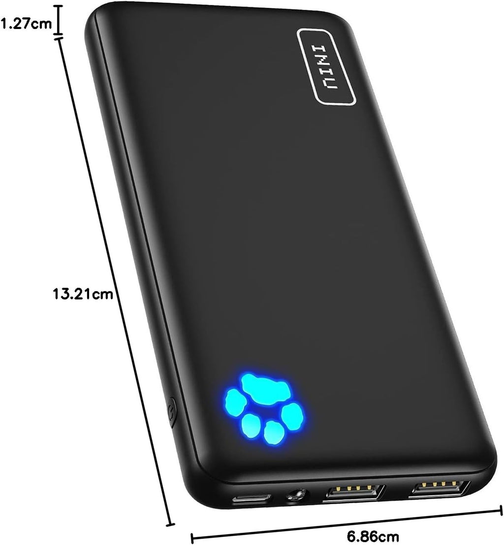 INIU Power Bank, USB C 10000mAh Slimmest Triple 3A High-Speed Powerbank, Bärbar Laddare med Flashlight Kompatibel med iPhone 15 14 13 12 11 Pro Max Samsung S20 Google LG iPad Huawei Airpods etc