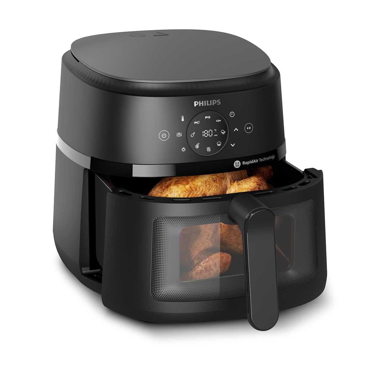 Philips Airfryer 2000 Series – Klassisk 6,2 L Airfryer med fönster, RapidAir-teknologi, 13 tillagningssätt, 90% mindre fett, lätt att rengöra, pekskärm, energibesparande (NA230/00)