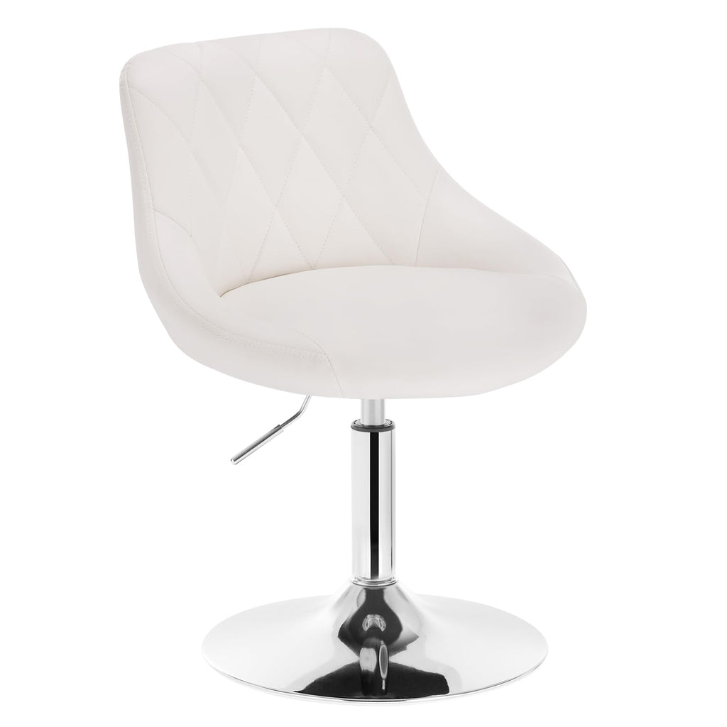 WOLTU Justerbar sittpall stol arbetspall kontorspall sminkpall med ryggstöd av konstläder och metall justerbar höjd roterbar, sits 42–58 cm hög, vit, BH241ws-1