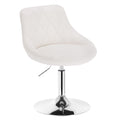 WOLTU Justerbar sittpall stol arbetspall kontorspall sminkpall med ryggstöd av konstläder och metall justerbar höjd roterbar, sits 42–58 cm hög, vit, BH241ws-1