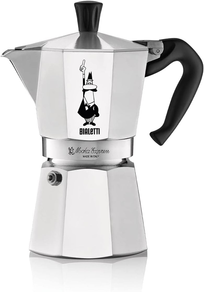 Bialetti – Moka Express: Klassisk Espressobryggare För Spishäll, Kokar Riktigt Italienskt Kaffe, Kaffebryggare Moka 6 Koppar (270 Ml), Aluminium, Silver