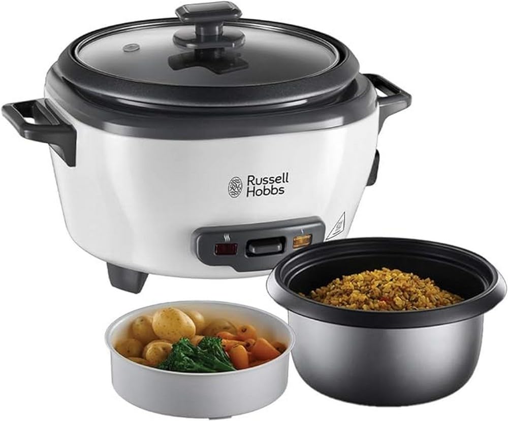 Russell Hobbs riskokare, kokar upp till 6 portioner ris upp till 200 gram per portion, varmhållningsfunktion, non-stick beläggning, ångkorg, mätkopp och sked ingår, 27030-56