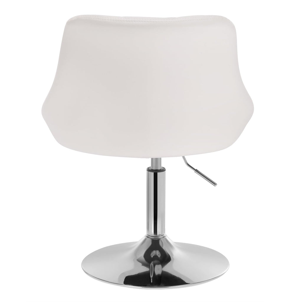 WOLTU Justerbar sittpall stol arbetspall kontorspall sminkpall med ryggstöd av konstläder och metall justerbar höjd roterbar, sits 42–58 cm hög, vit, BH241ws-1