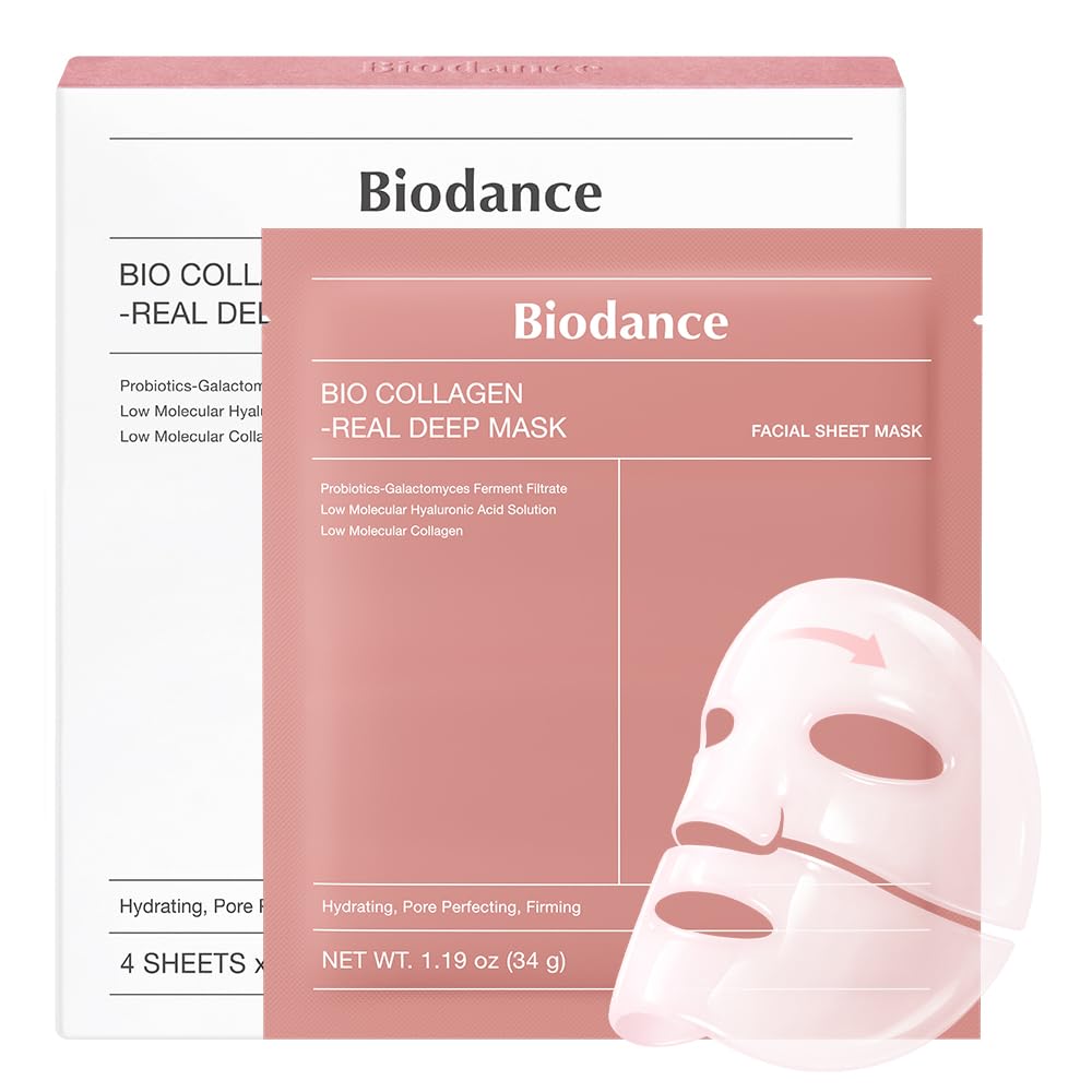 Biodance Organiska collage Real Deep Mask 4-pack – ansiktsmasker, ansiktsmask kvinnor, ansiktsmask, ansiktsmask, porförfining, rynkbehandling