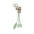 Legami - Koala-kabel med flera länkade uppladdningskablar med nyckelring, 4 laddningskablar, USB, typ-C, Micro-USB, Lightning, med USB-typ C-adapter, TPE-belagd kabel