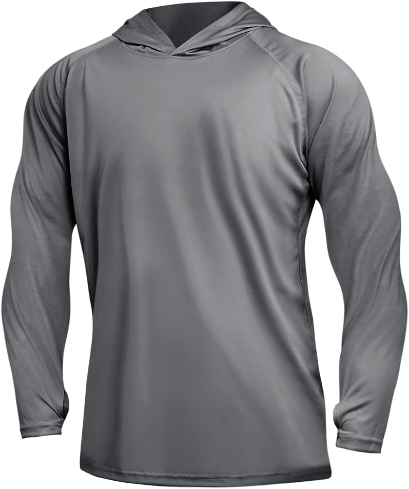 DiULi UV solskydd för män långärmad tröja, UV-skydd huvtröja för fiske Rash Guard, Sun Hoodie UPF50+ UV träning gym tröja