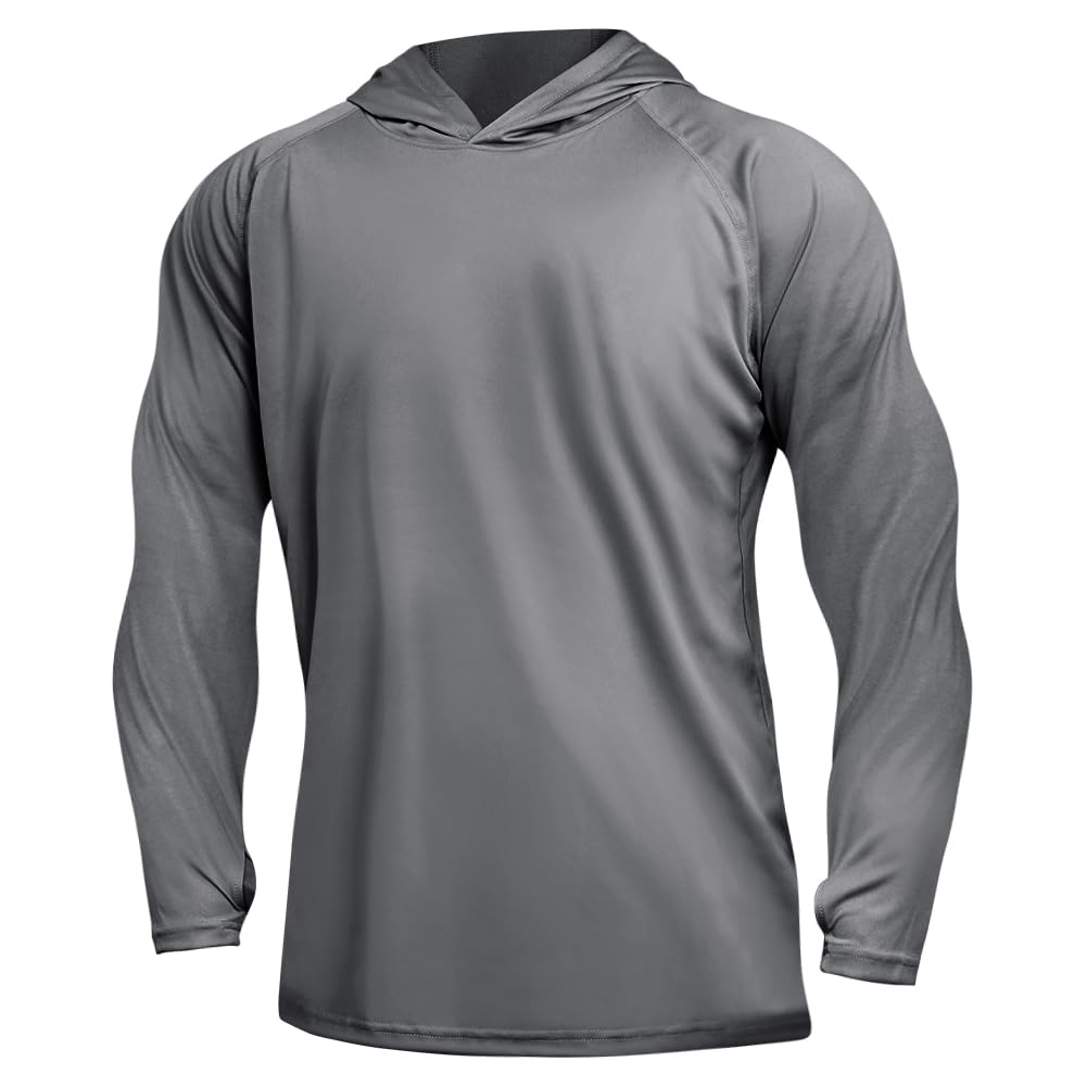 DiULi UV solskydd för män långärmad tröja, UV-skydd huvtröja för fiske Rash Guard, Sun Hoodie UPF50+ UV träning gym tröja